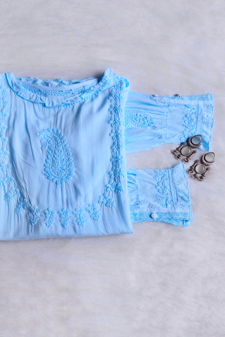 Zamda Afghani Ice Blue Pure Modal Set