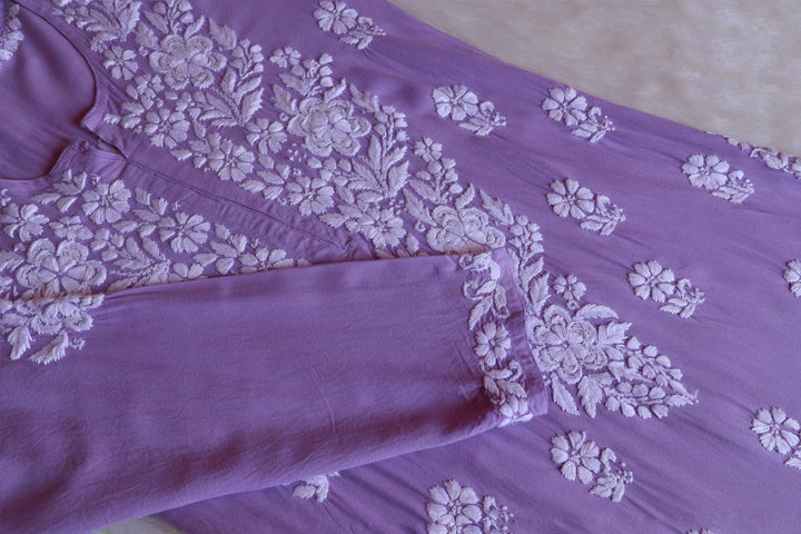 Benafsha Lavender Rayon Kurta Pant set