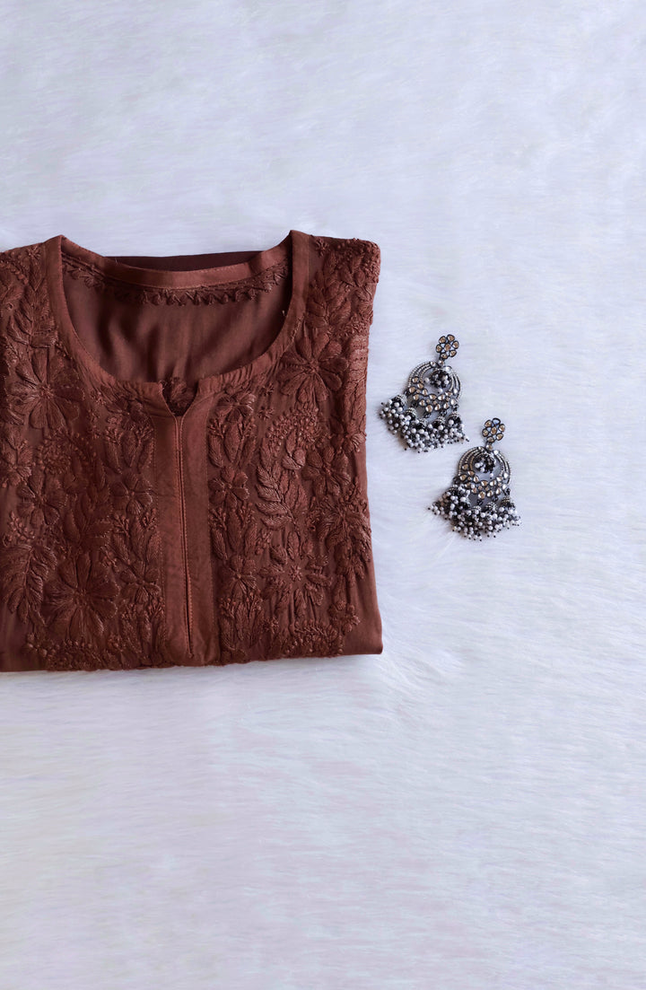 Zahrah Caramel Brown Ombre Long Rayon Kurta