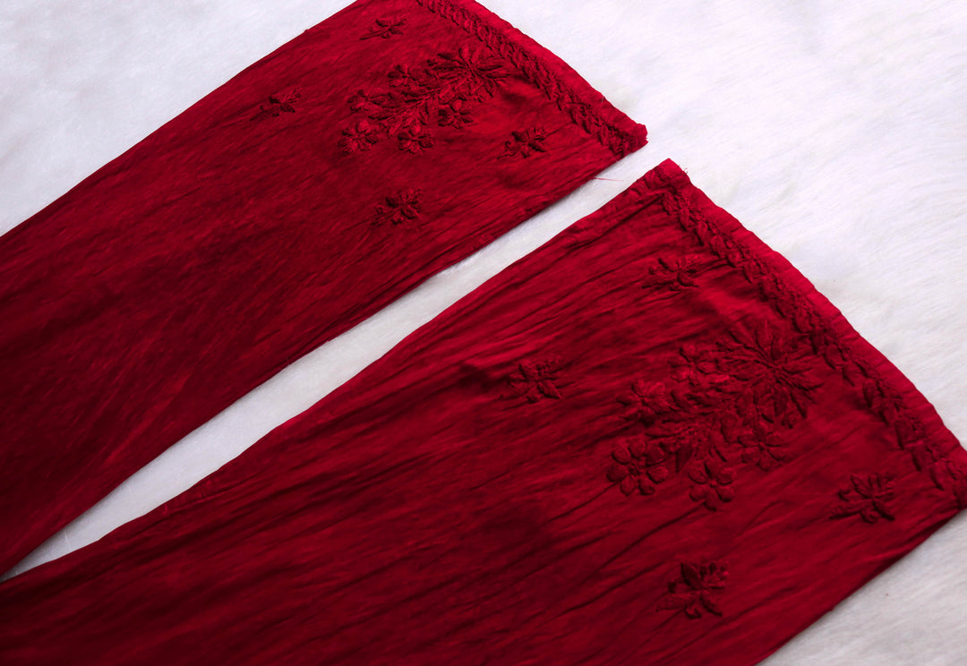 Alanah Maroon Pure Chanderi set