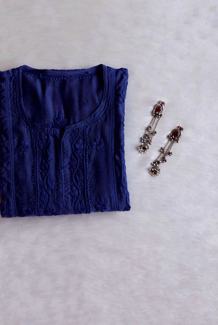 Maaham Pure Muslin Royal Blue Kurta