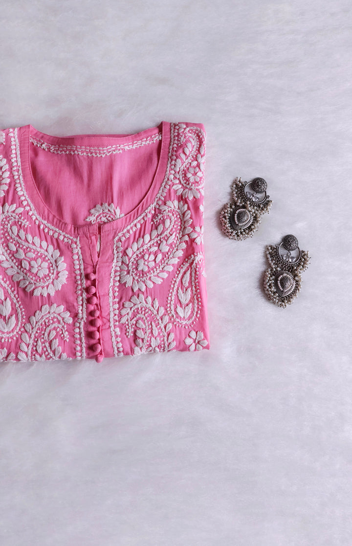 Baby Pink & White Cotton Kurta