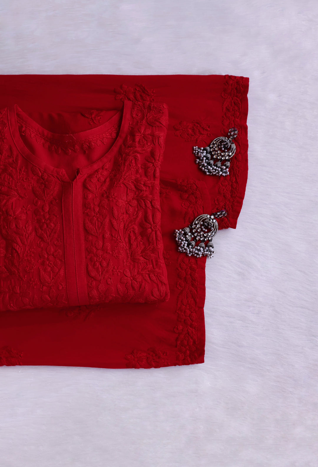 Farhaa Red 2 piece Rayon set