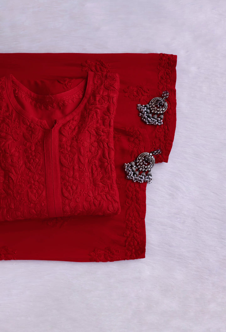 Farhaa Red 2 piece Rayon set