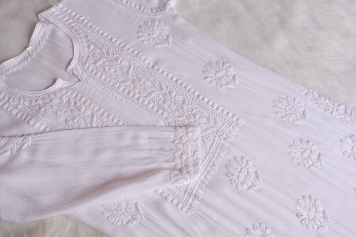 Duaa White Modal Kurta Pant set