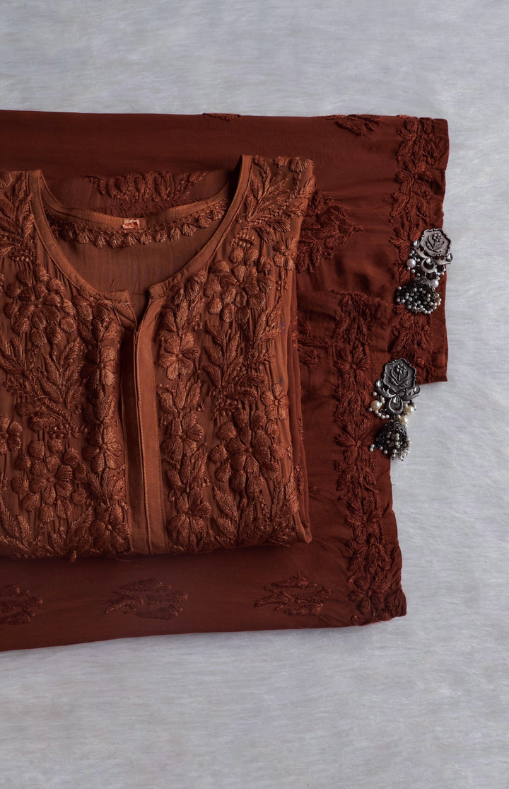 Anam Caramel Brown Modal Ombre Kurta Pant set