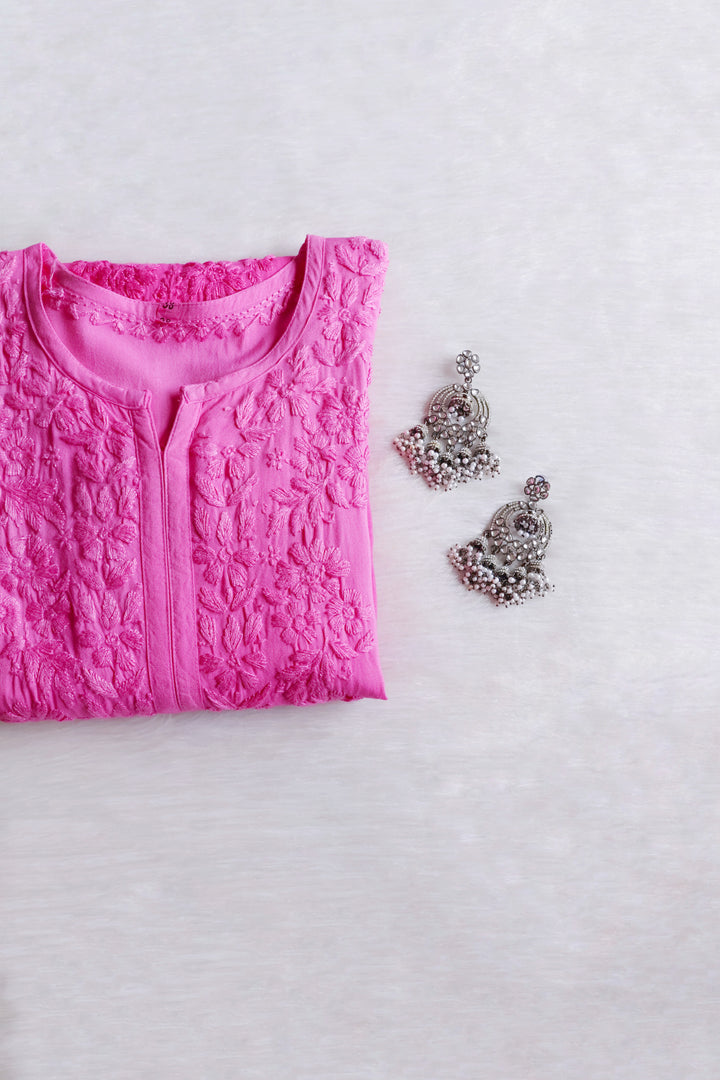 Sarah Baby Pink Long Ombre Rayon Kurta