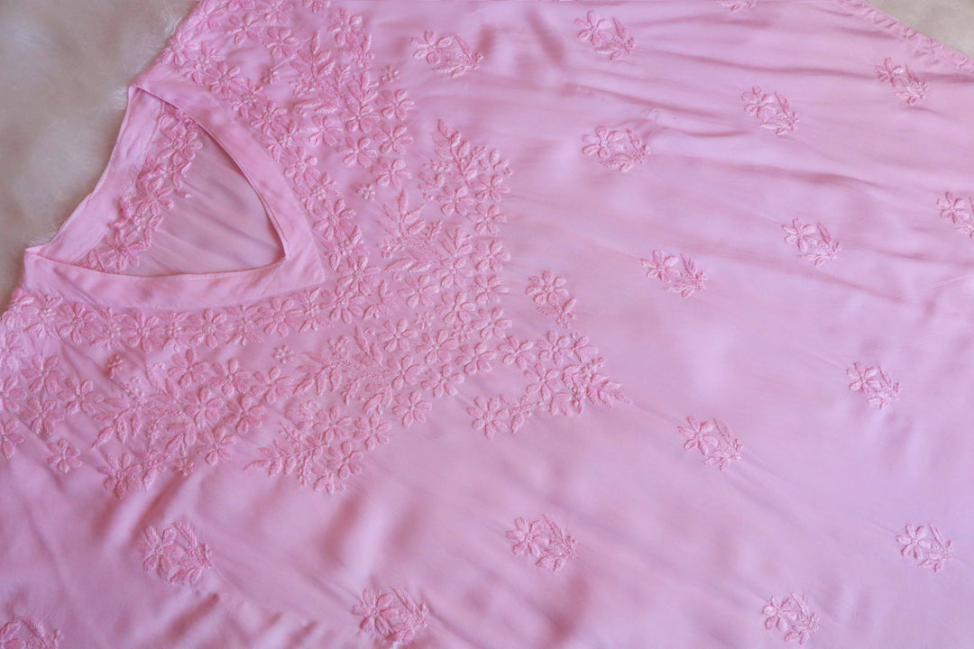 Sadiya Baby Pink Luxe Muslin Kaftan