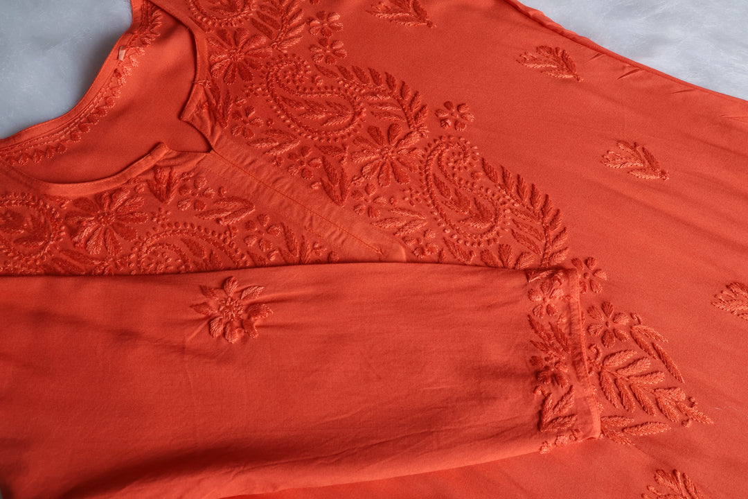 Zahrah Rust Ombre Long Rayon Kurta