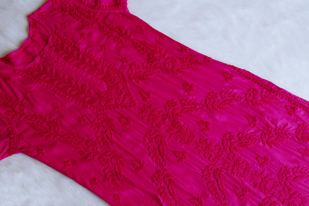 Saba Deep Pink 3D Pure Cotton Kurta