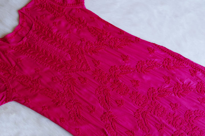 Saba Deep Pink 3D Pure Cotton Kurta