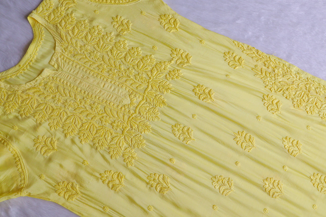 MehrNaaz Lemon Yellow Pure Muslin Kurta