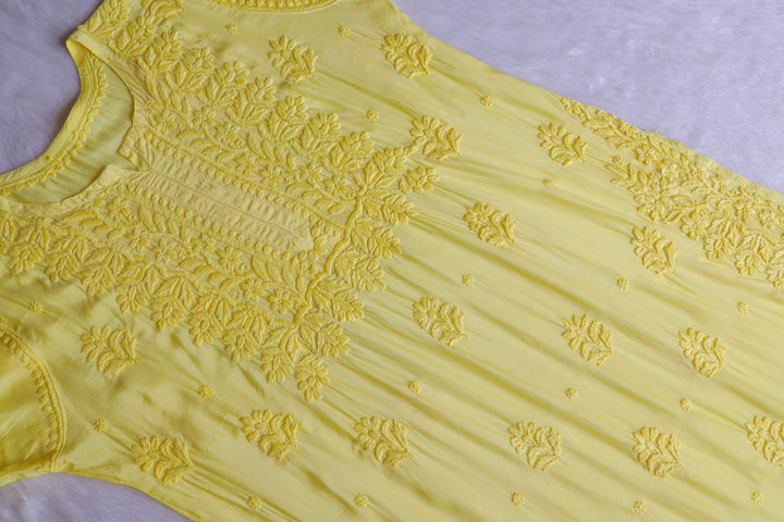 MehrNaaz Lemon Yellow Pure Muslin Kurta