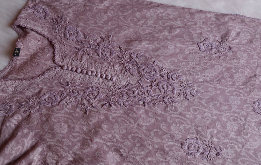 Dusty Lavender Long Jacquard Cotton kurta