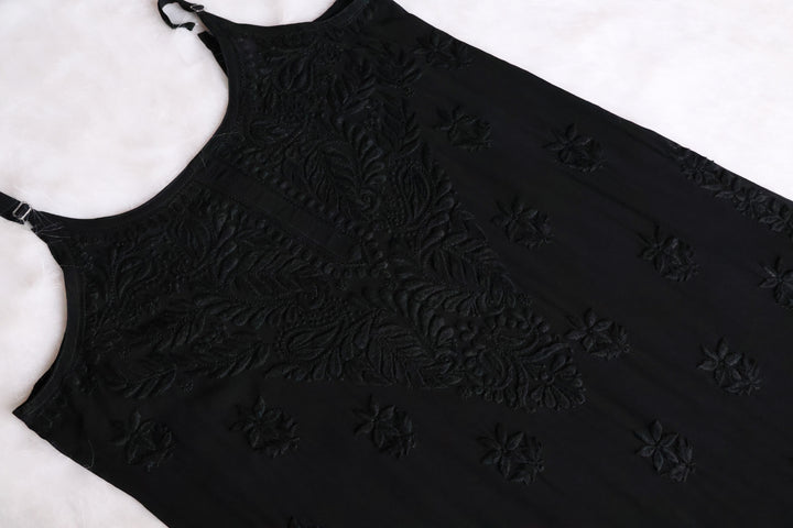 Zimra Black Viscose Sleeveless Set