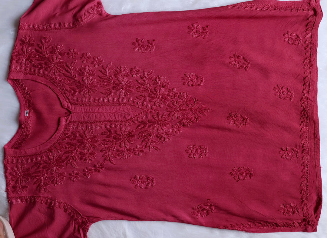 Farhaa Mauve Pink Ombre Short Rayon Kurta