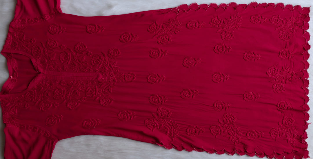 Gul Deep Pink Scalloped Rayon set