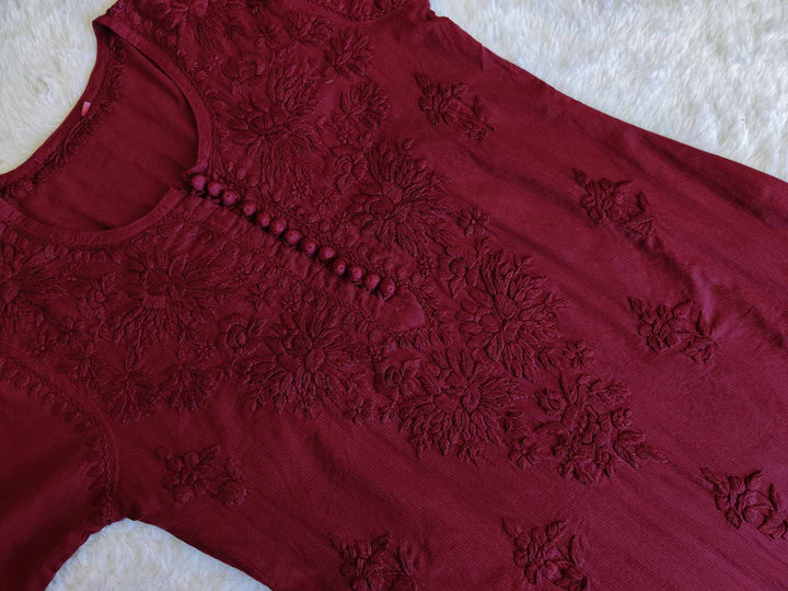 Aayat Maroon Rose Cotton Kurta