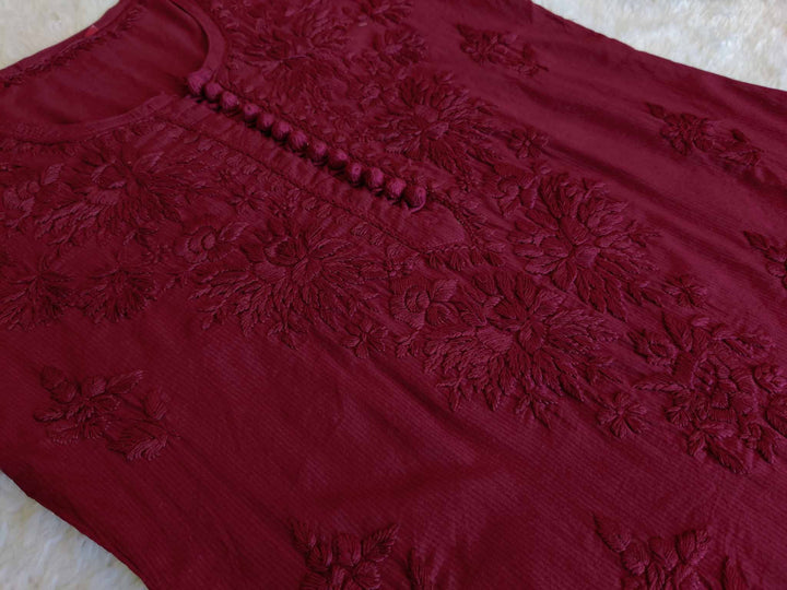 Aayat Maroon Rose Cotton Kurta