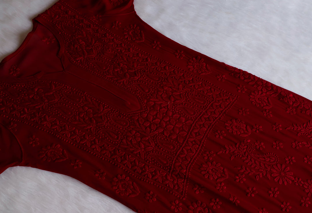 Ayzel Maroon Viscose 3 Piece Set