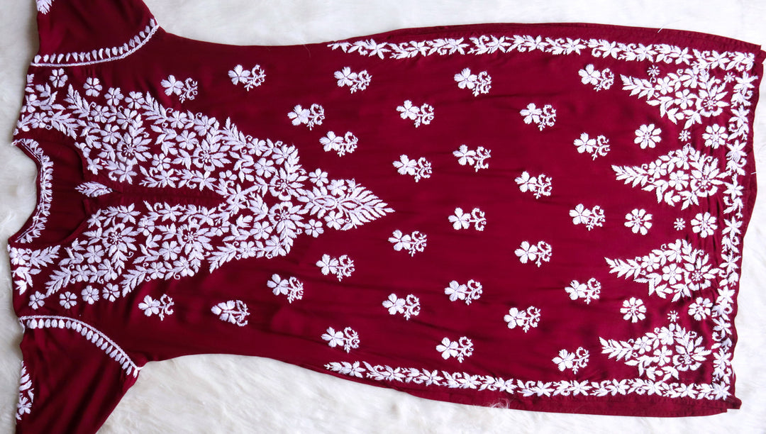 Naila Maroon Long Modal Kurta