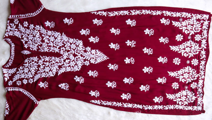 Naila Maroon Long Modal Kurta