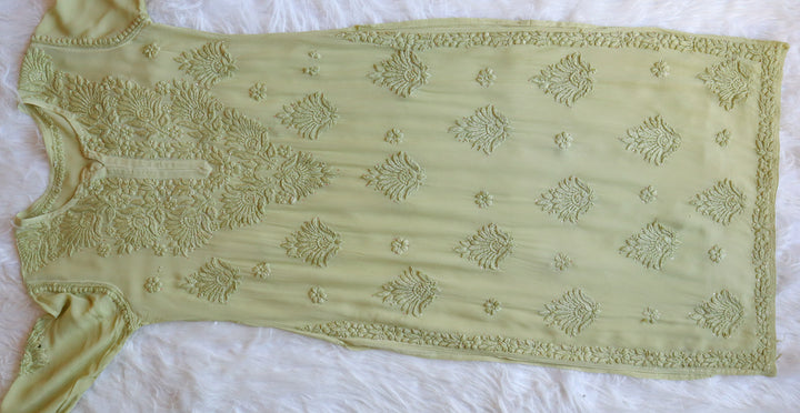 Hoor Olive Viscose Georgette Kurta