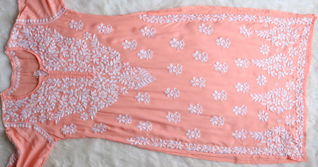 Naila Pastel Peach Long Modal Kurta