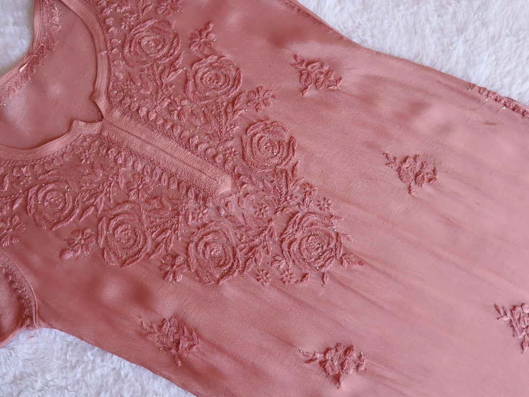 Hoor Rose Brown Pure Chiffon Kurta