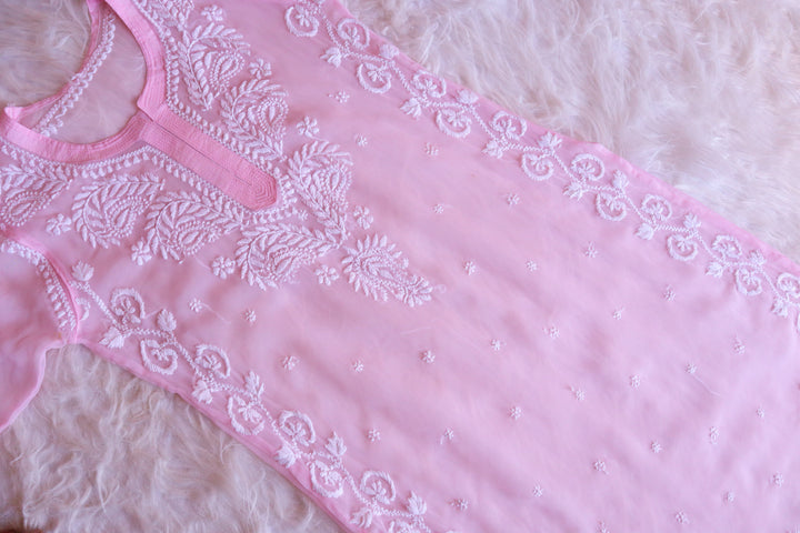 Nargis Baby Pink Georgette Long kurta