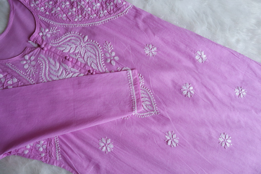 Eman Lavender Cotton long kurta