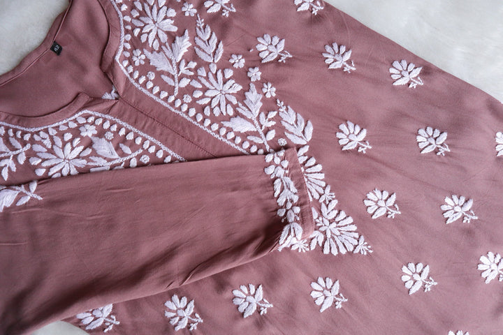 Zahrah Dusty Mauve Short Rayon Kurta