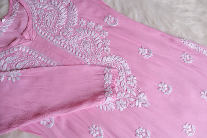 Zainab Pastel Pink Long Rayon kurta