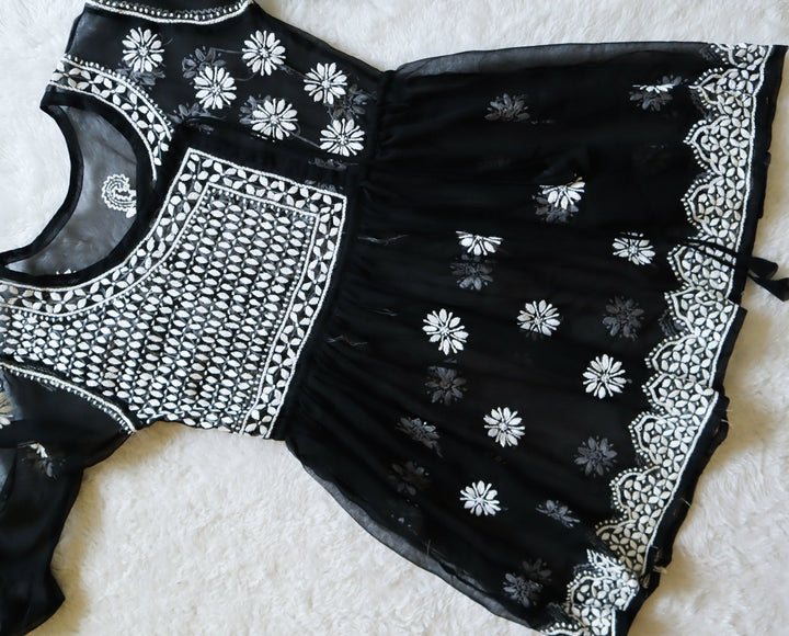 Black & White Georgette Angrakha frock