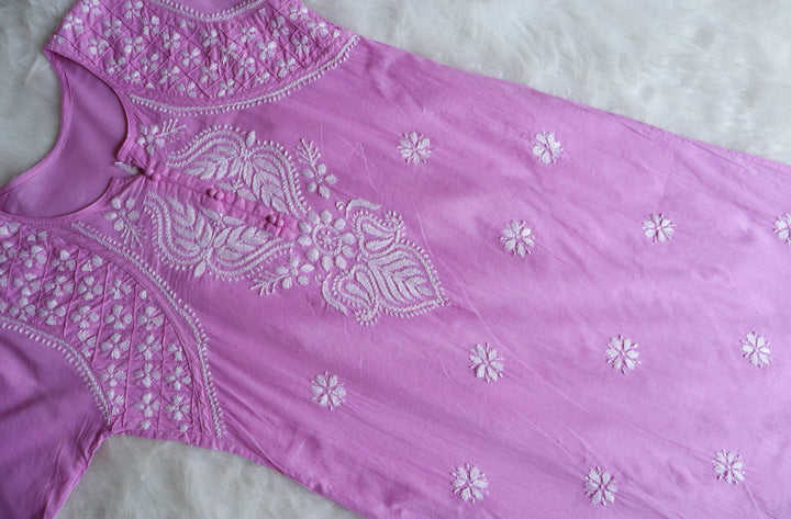 Eman Lavender Cotton long kurta