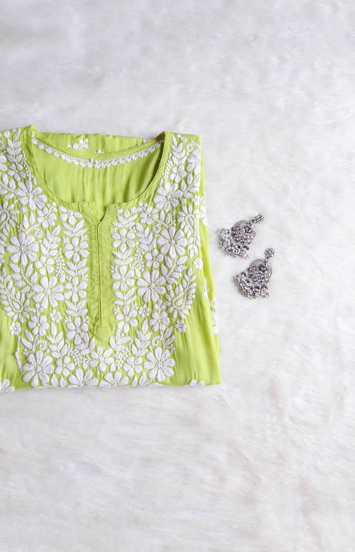 Zahrah Lime Green Long Modal Kurta