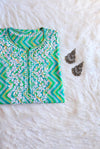 Zaisha Green Mulmul Long Kurta