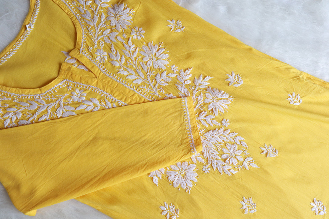 Ishra Yellow Cotton long kurta