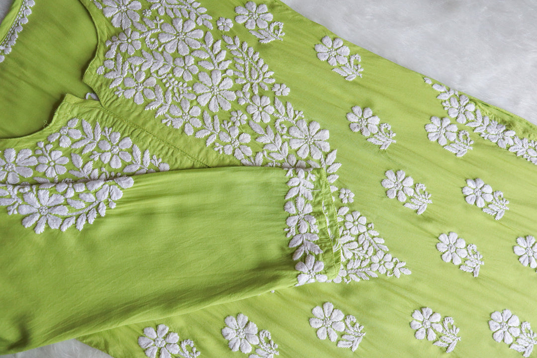 Zahrah Lime Green Long Modal Kurta