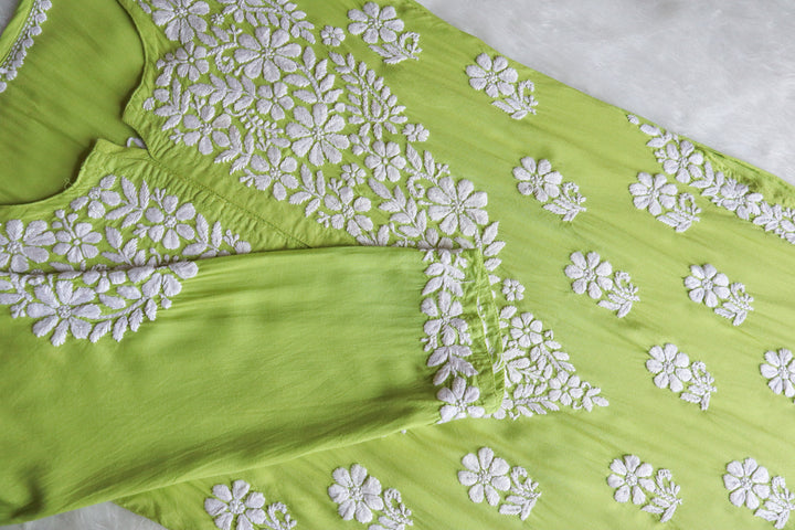 Zahrah Lime Green Long Modal Kurta