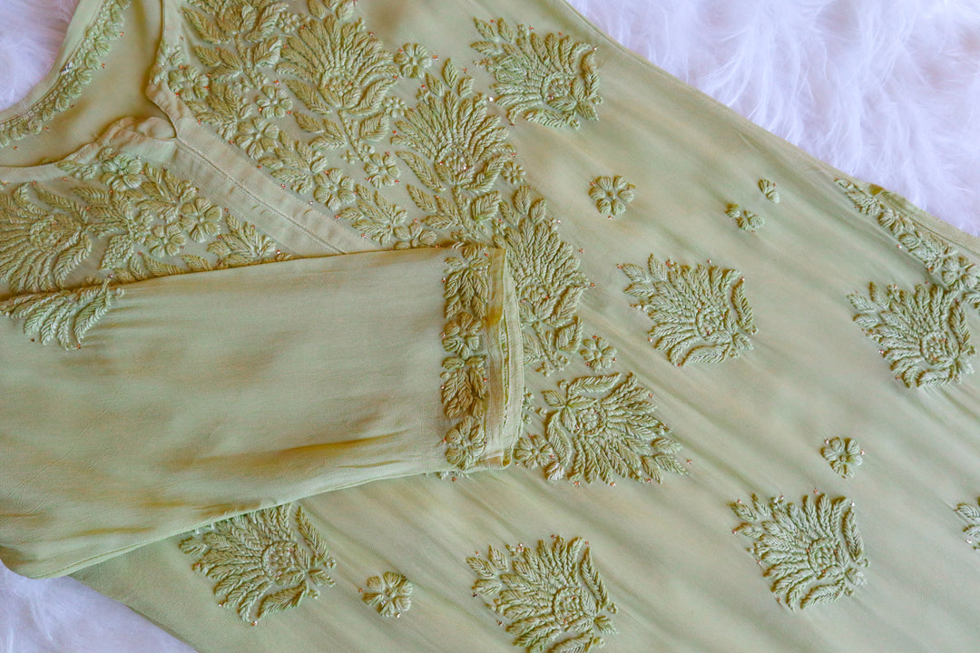 Hoor Olive Viscose Georgette Kurta