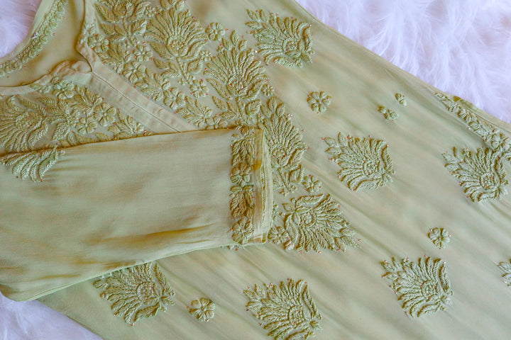 Hoor Olive Viscose Georgette Kurta