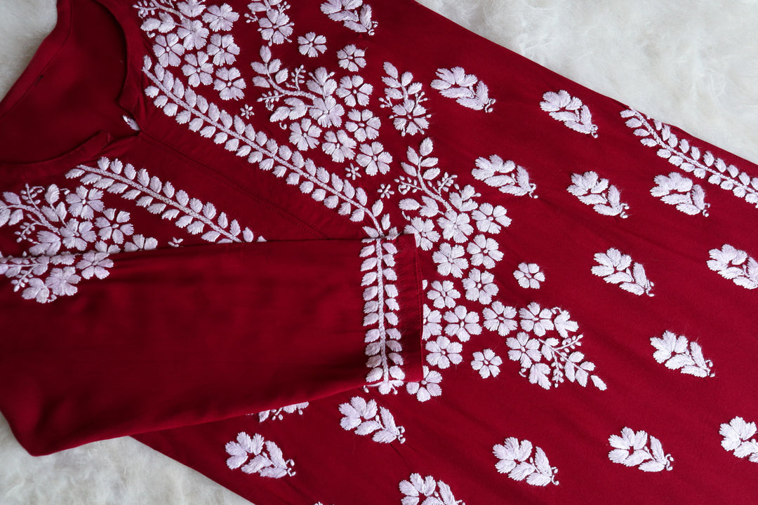 Myra Maroon Rayon Kurta Pant set