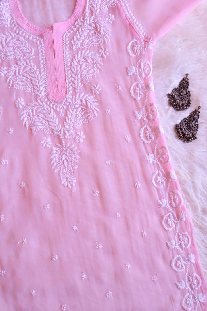 Nargis Baby Pink Georgette Long kurta