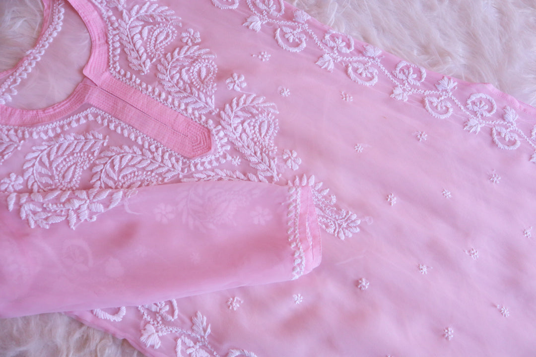 Nargis Baby Pink Georgette Long kurta