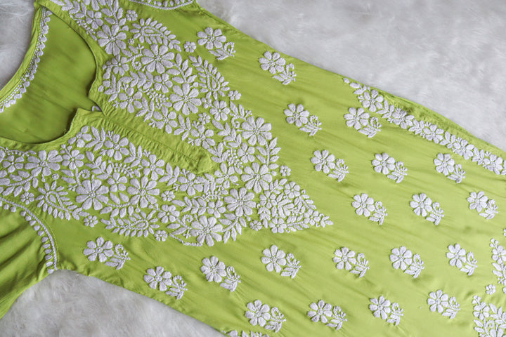 Zahrah Lime Green Long Modal Kurta
