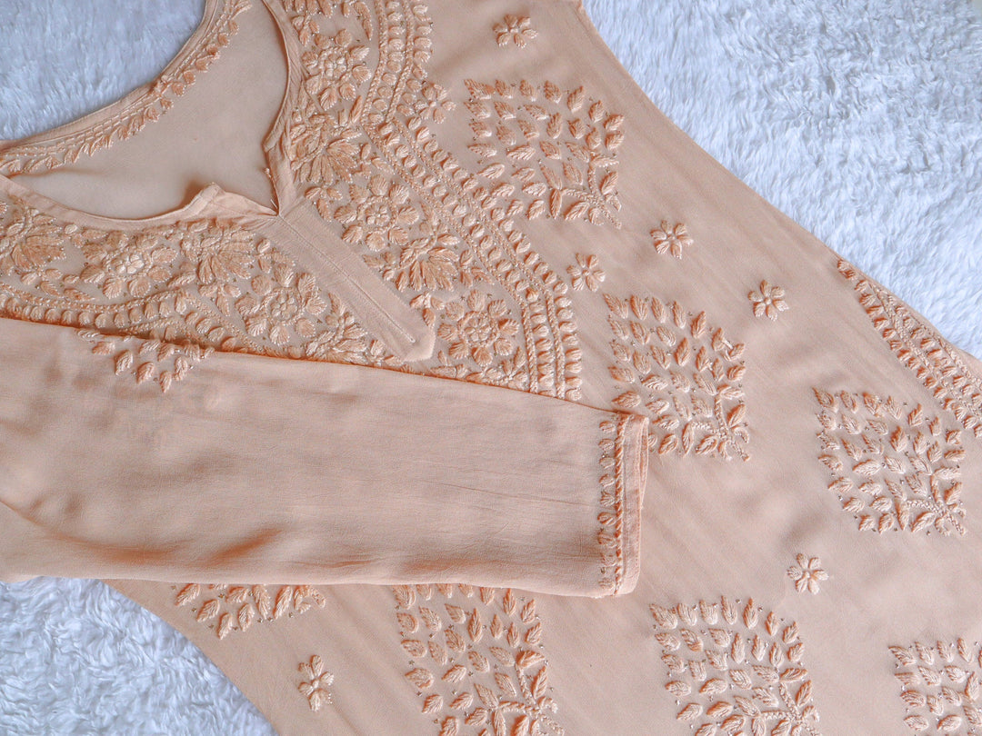 Hoor Beige Viscose Georgette Kurta