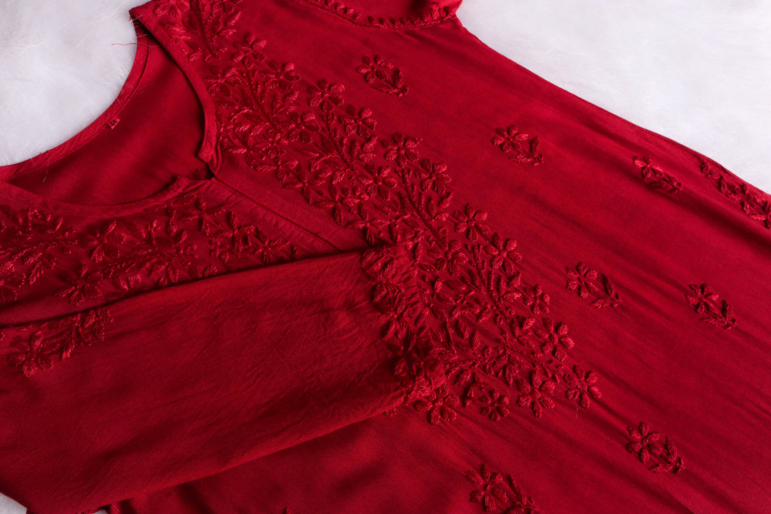 Azel Red 2 piece Rayon set