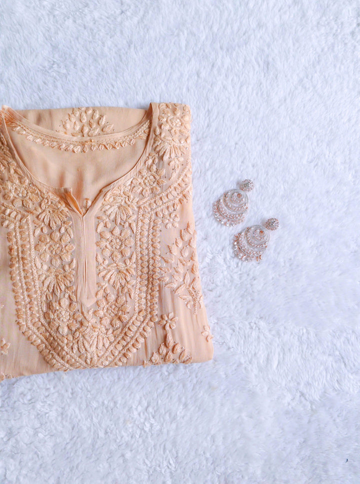 Hoor Beige Viscose Georgette Kurta