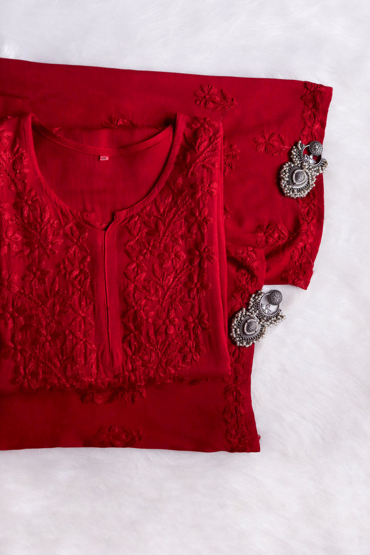 Azel Red 2 piece Rayon set